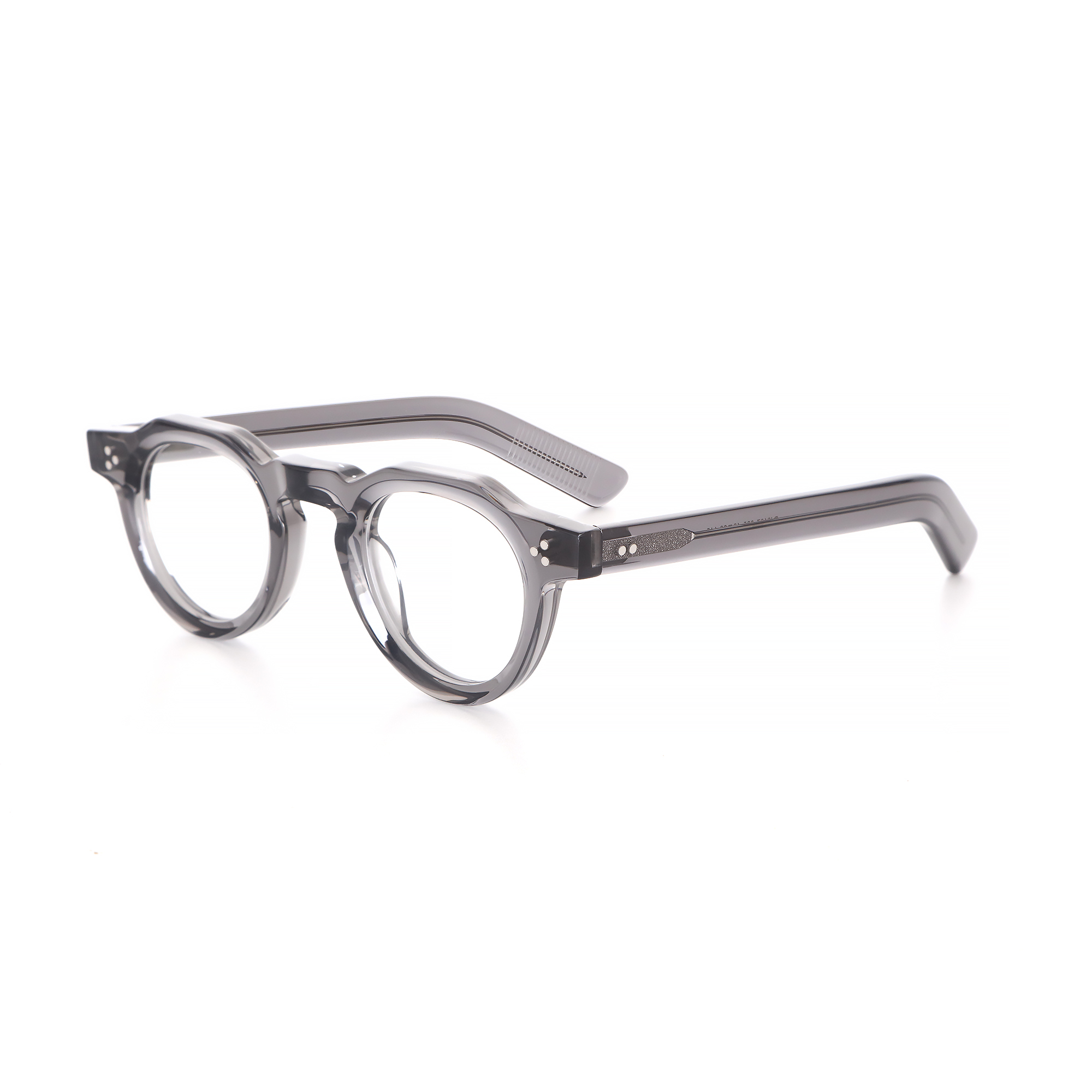 Acetate optical frames, transparent gray small frame, thick acetate retro round frame, three rivets (2).jpg