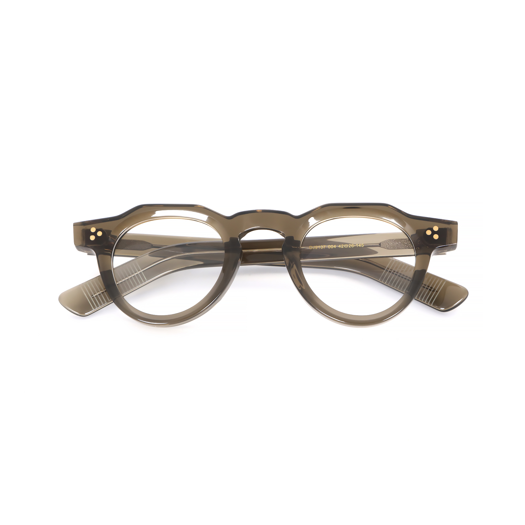 Acetate optical frames, transparent ka'qi color, small frame, thick acetate retro round frame, three rivets.jpg