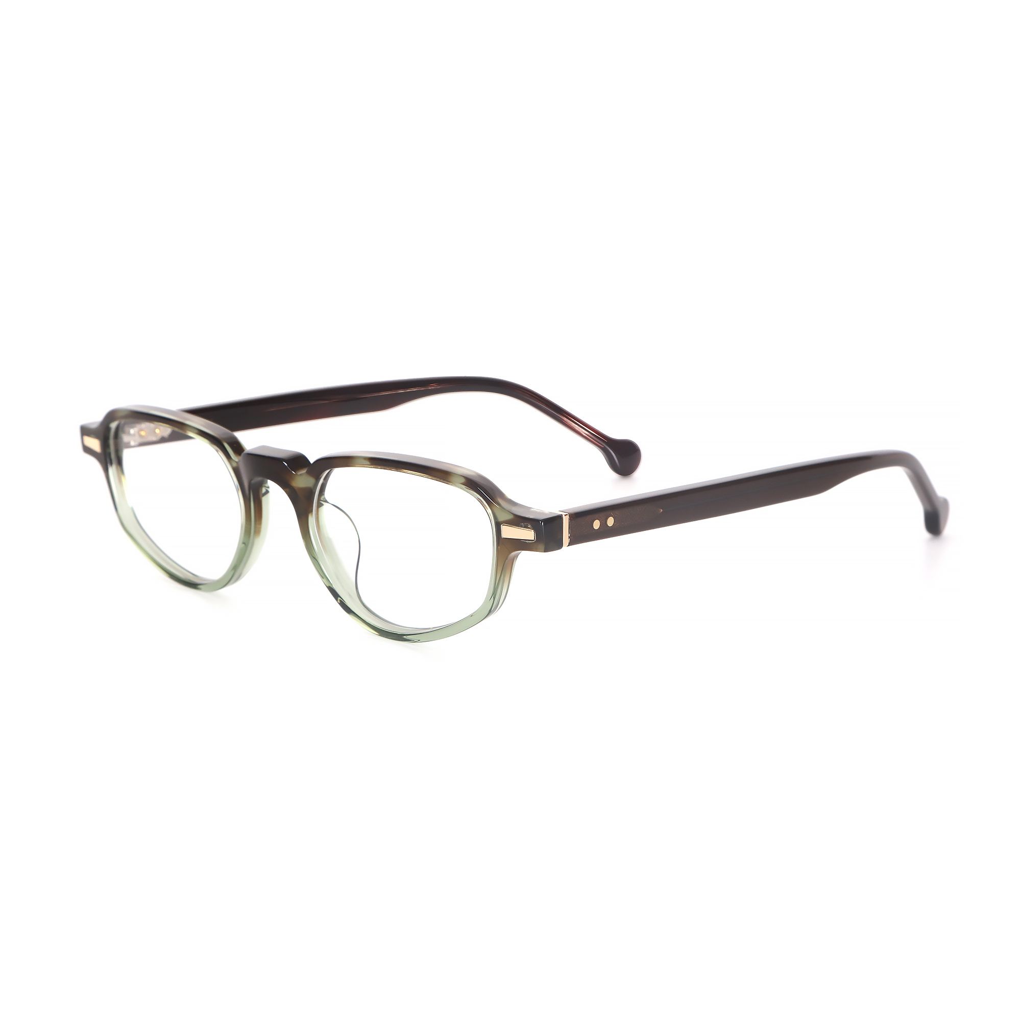 Acetic acid optical frames, gradient matcha tortoiseshell color, retro round frame, gold gear hinge. (2).jpg