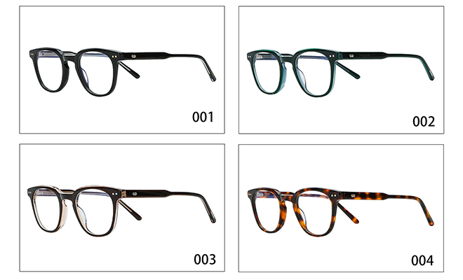 Acetic acid optical frames with three rivets and rounded corners