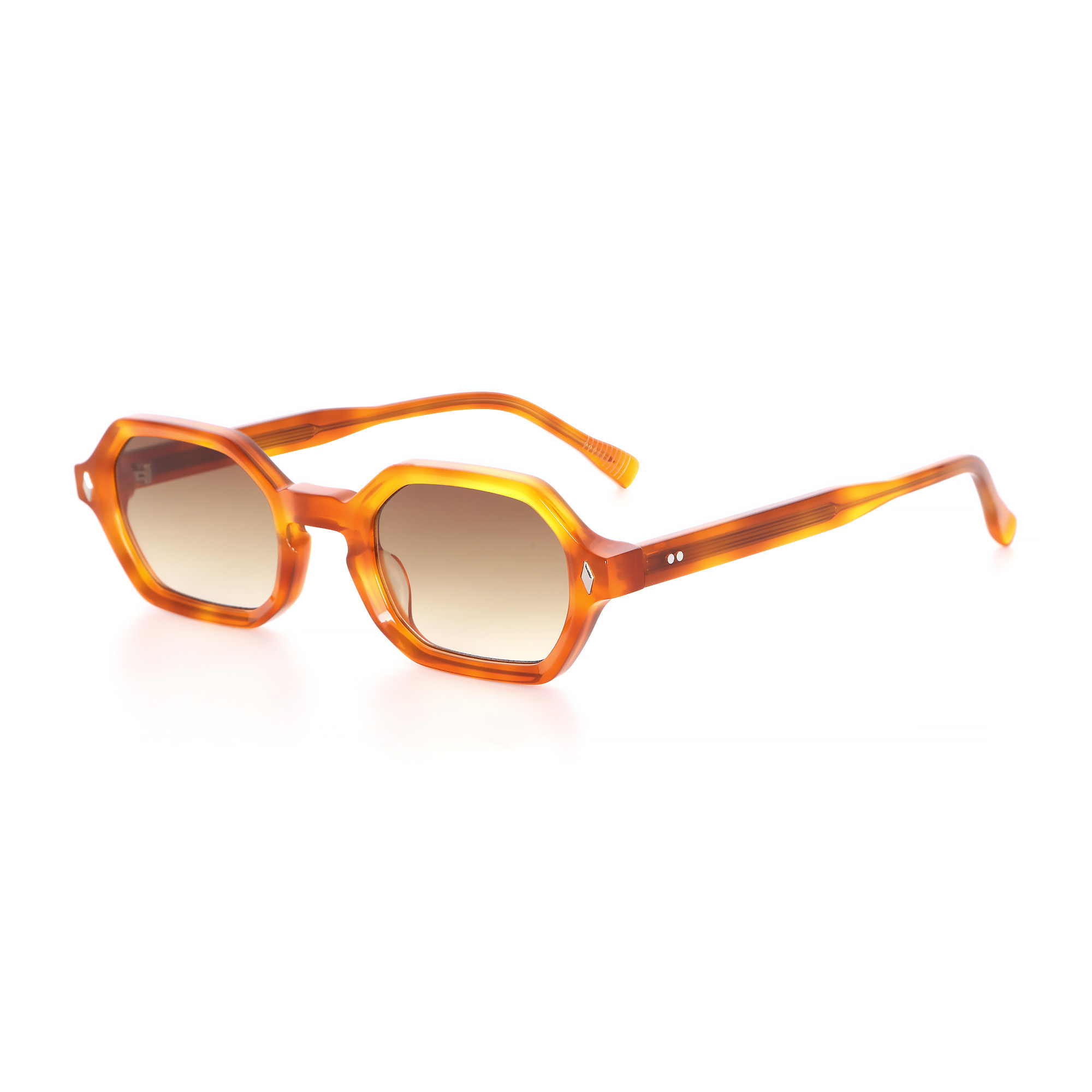 Amber Gradient Octagonal Acetate Polarized Sunglasses Engraved Temples 03 side.jpg