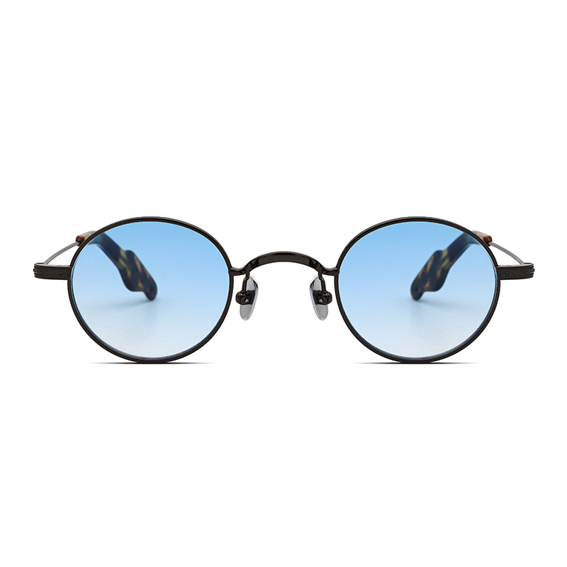 Yintai Pure Titanium Ultralight Small Round Frame Sunglasses 6001-S Retro Art Metal Nylon Sunglasses Unisex Style