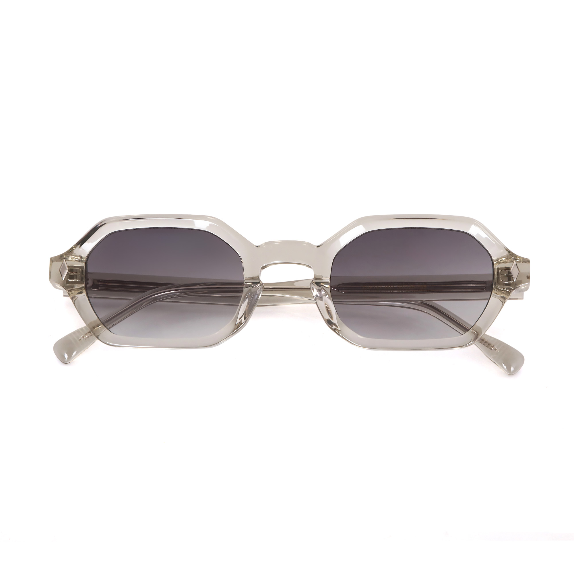 Grey Clear Octagonal Handcrafted Acetate Polarized Sunglasses Unisex 02.jpg