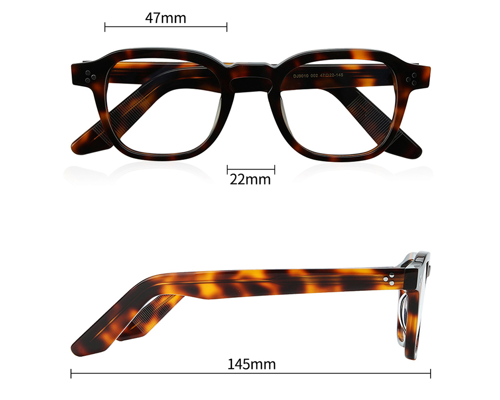 Retro small-frame double-stud round prescription eyeglasses frame (acetic acid fiber frame) parameters