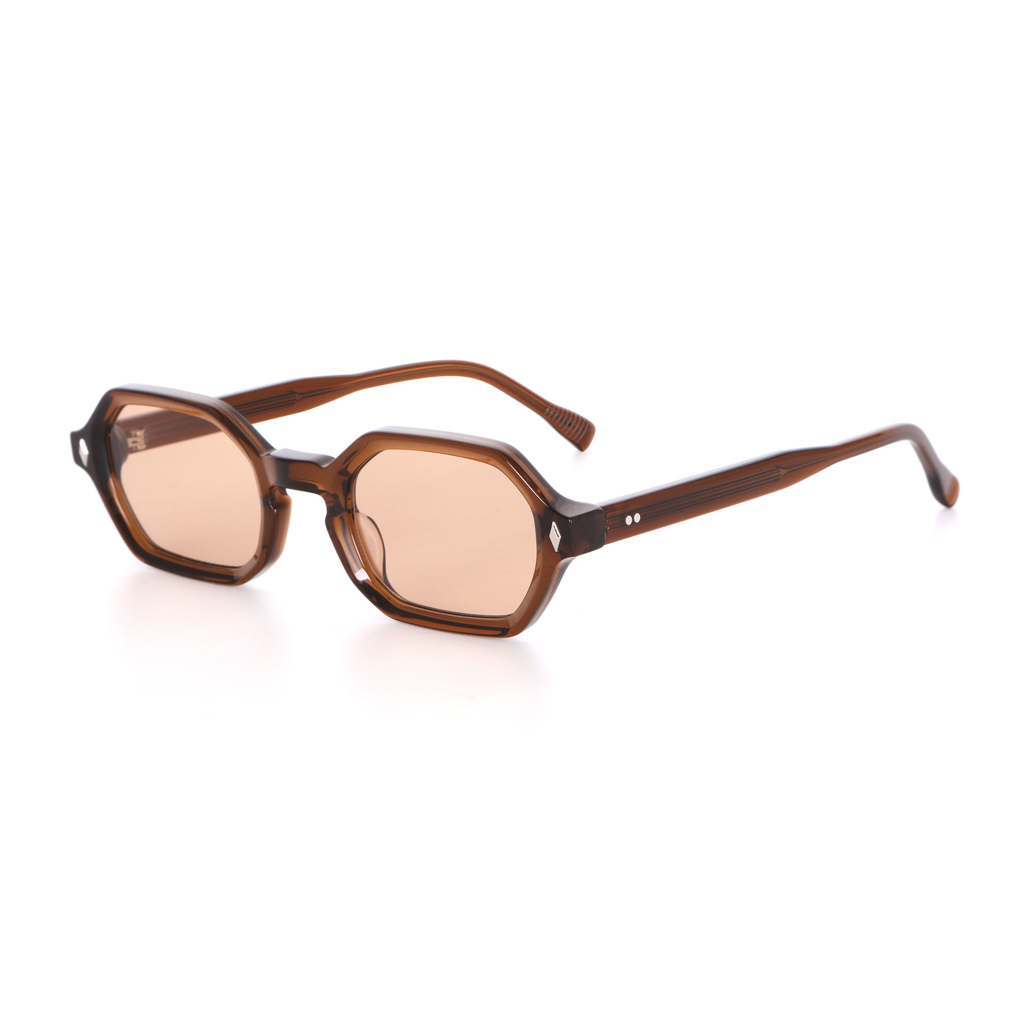 Tea Brown Retro Octagonal Arrow Hinge Acetate Polarized Sunglasses 04 side.jpg
