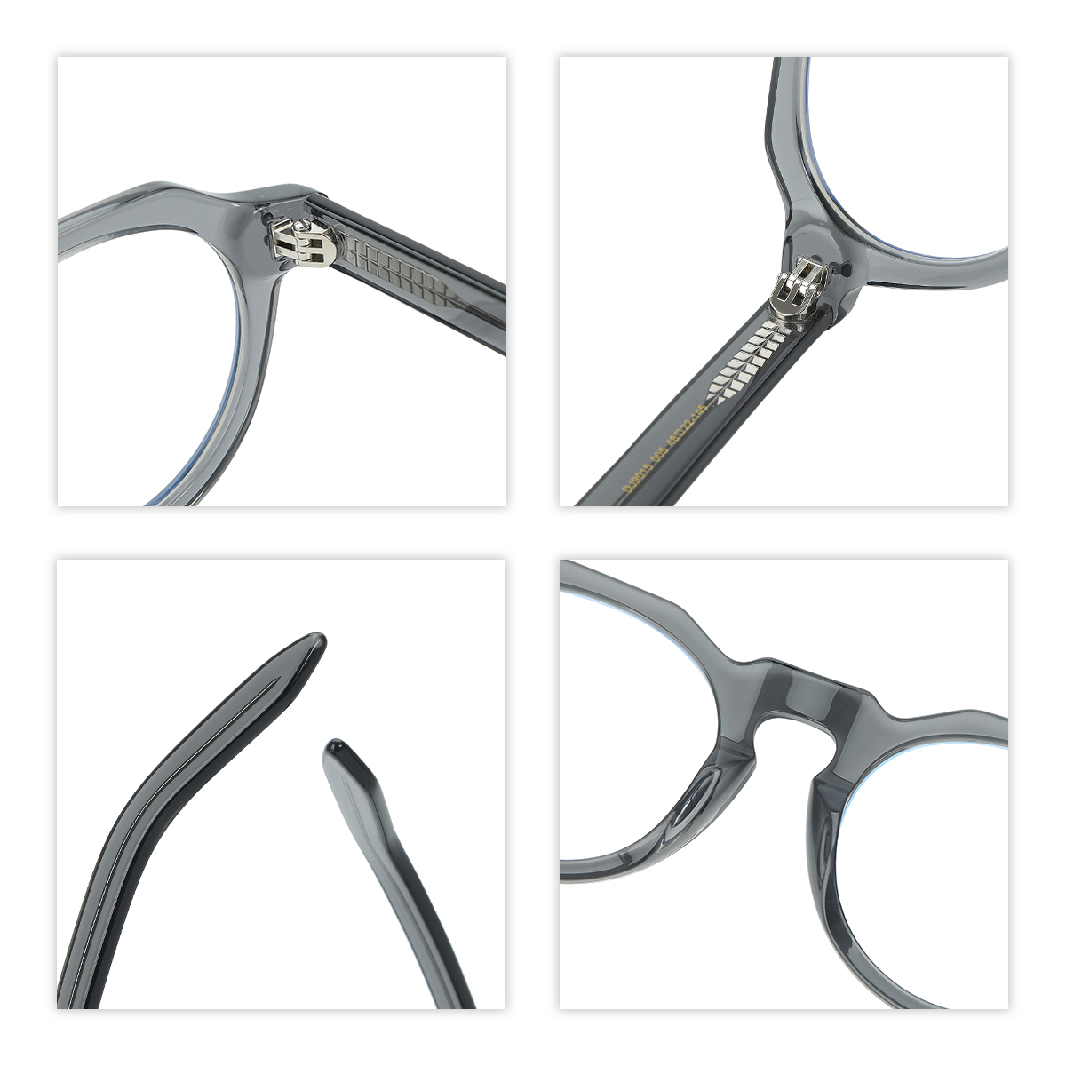 Petite Round Triple Rivet Spring Hinge Teardrop Temple Hand Polished Detail
