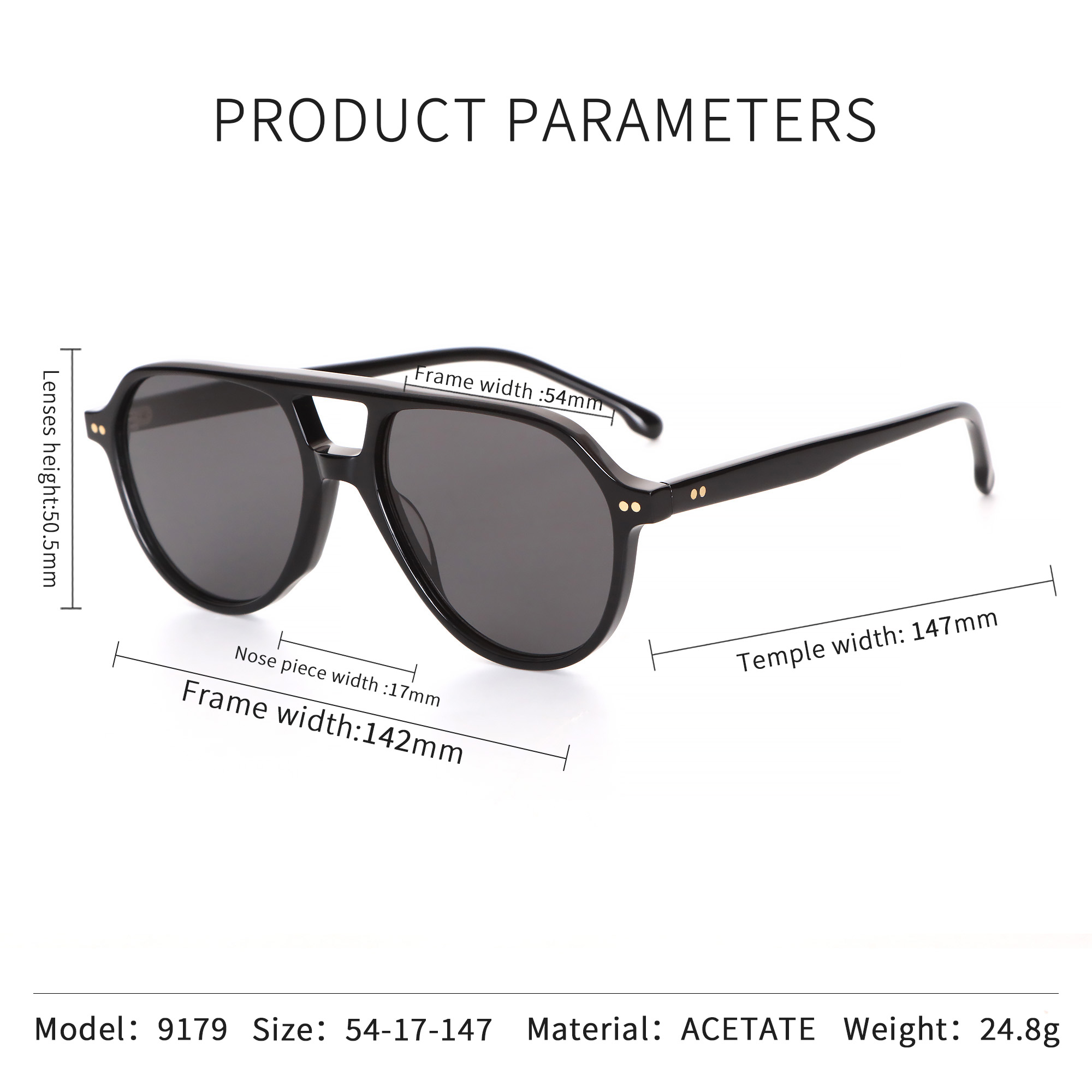 Pilot Double Bridge Polarized Size Chart 54-17-147