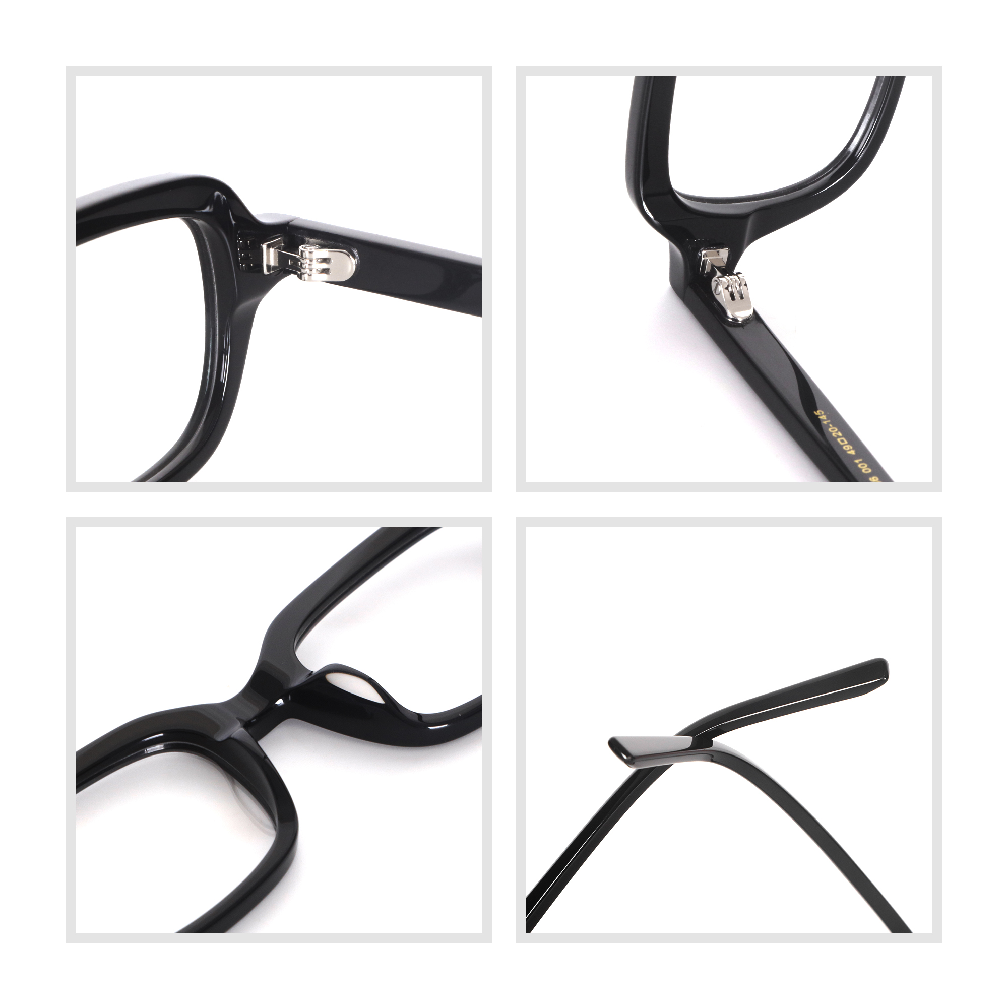 Acetate Optical Frames - Retro Square and Round Frame with Five Rivets and Arrow-Shaped Hinges