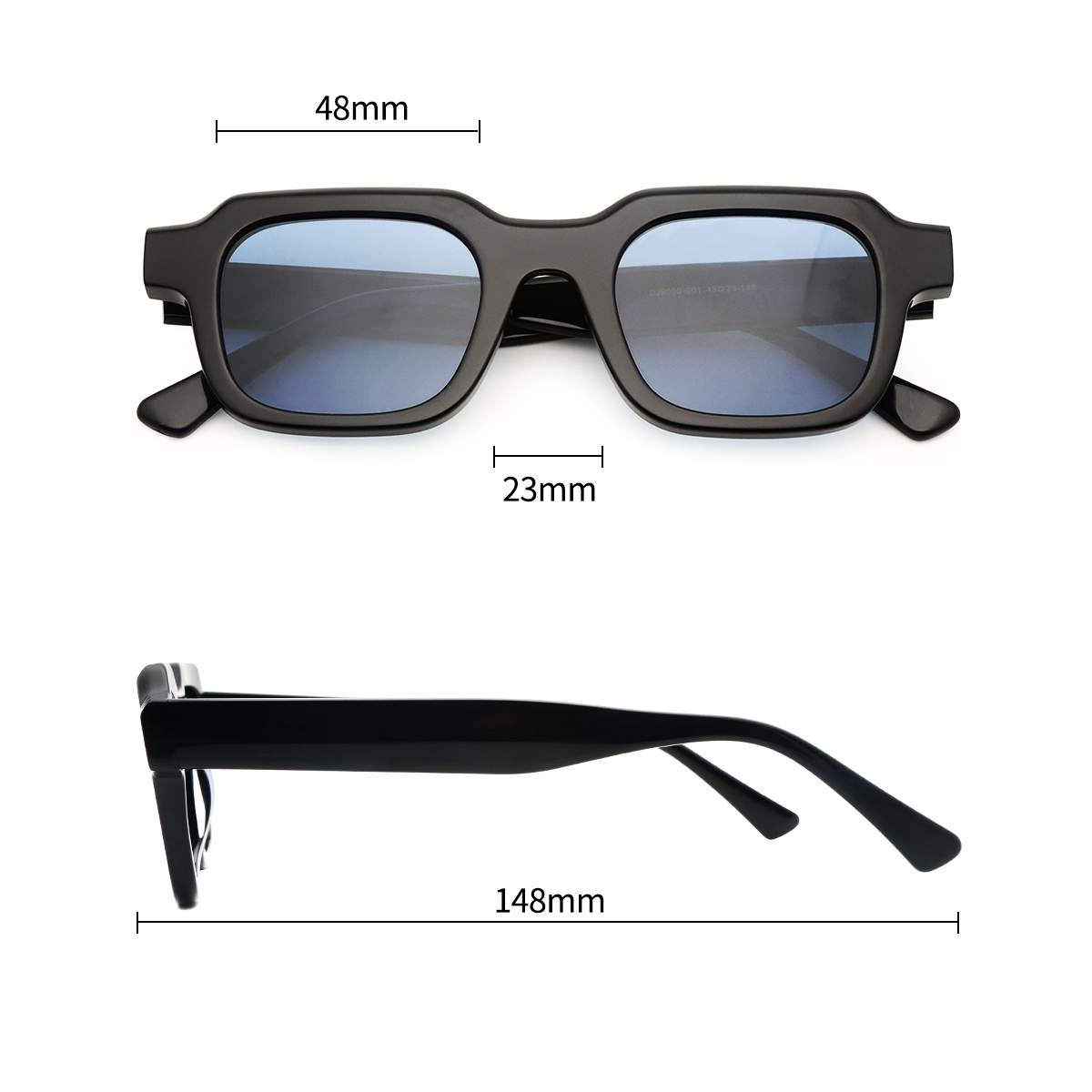 Acetate sunglasses with thick frames, square and round shapes with studs for industrial style