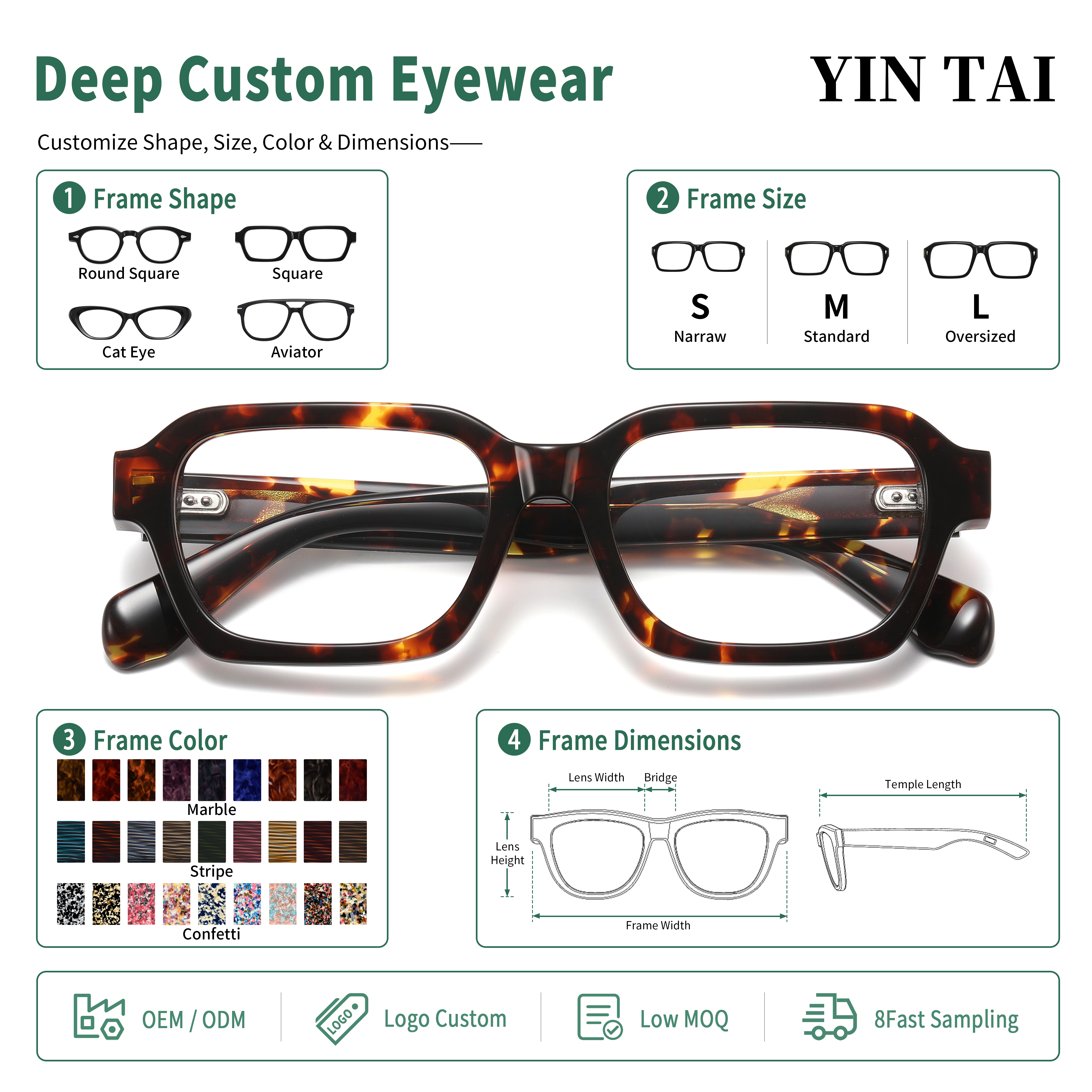 Vintage Square Acetate Eyeglasses with Engraved Wire Core & Barrel Hinges | Wholesale Optical Frames (MOQ 50)