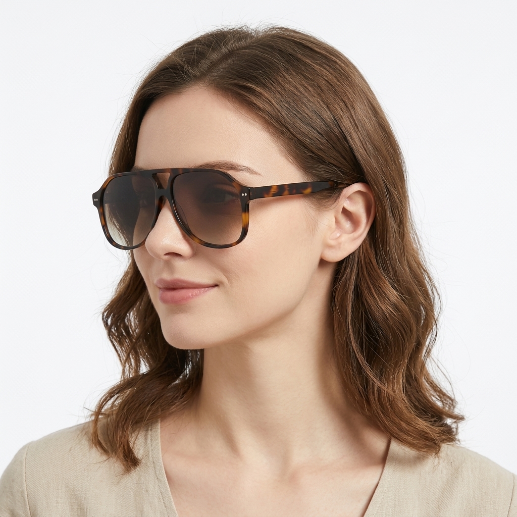 Wholesale Oversized Aviator Acetate Sunglasses with Double Bridge & UV400 Nylon Lenses | Ready to Ship (MOQ 5)