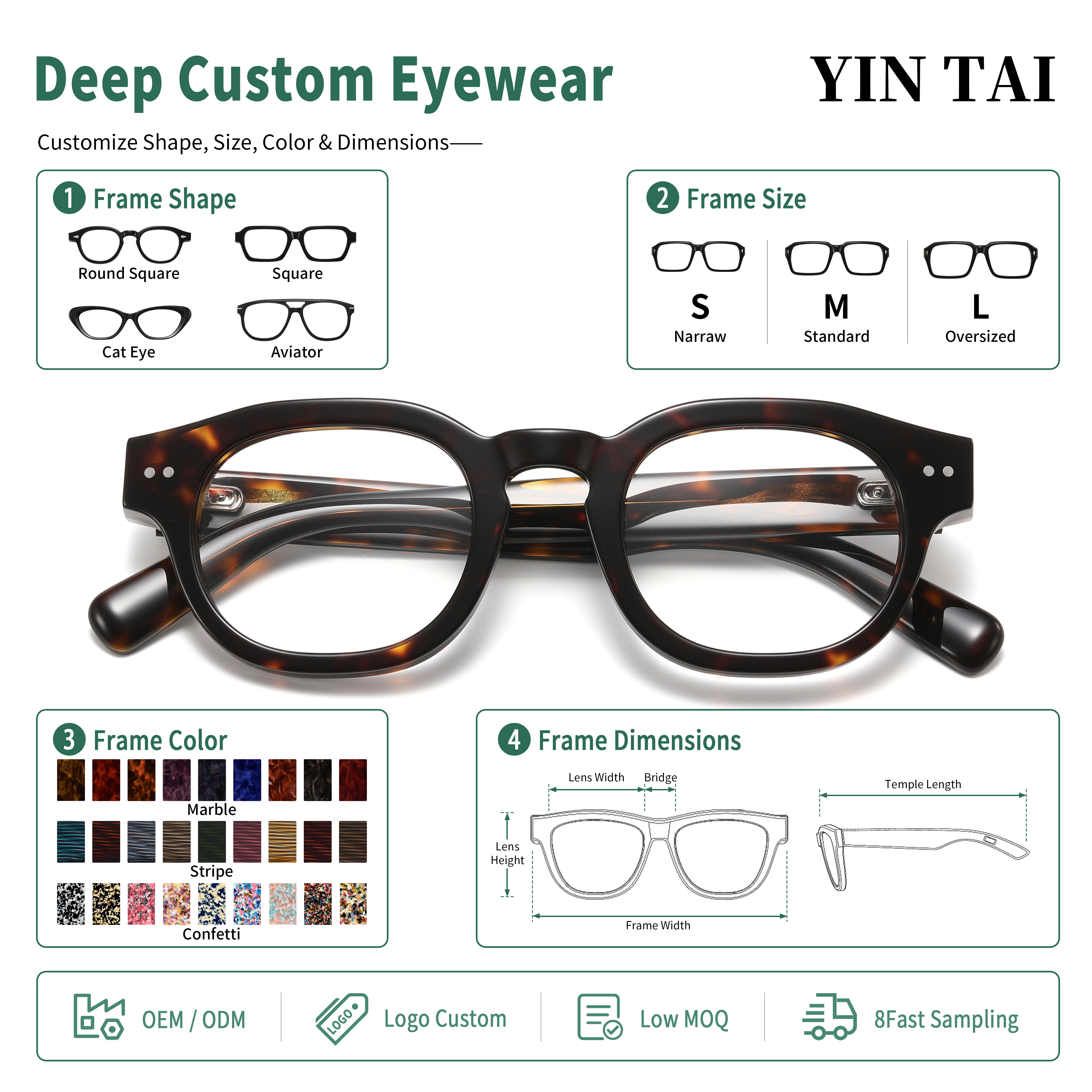 Vintage Thick Bold Acetate Glasses Frames for Men & Women, Handcrafted Optical Eyewear with Custom Logo