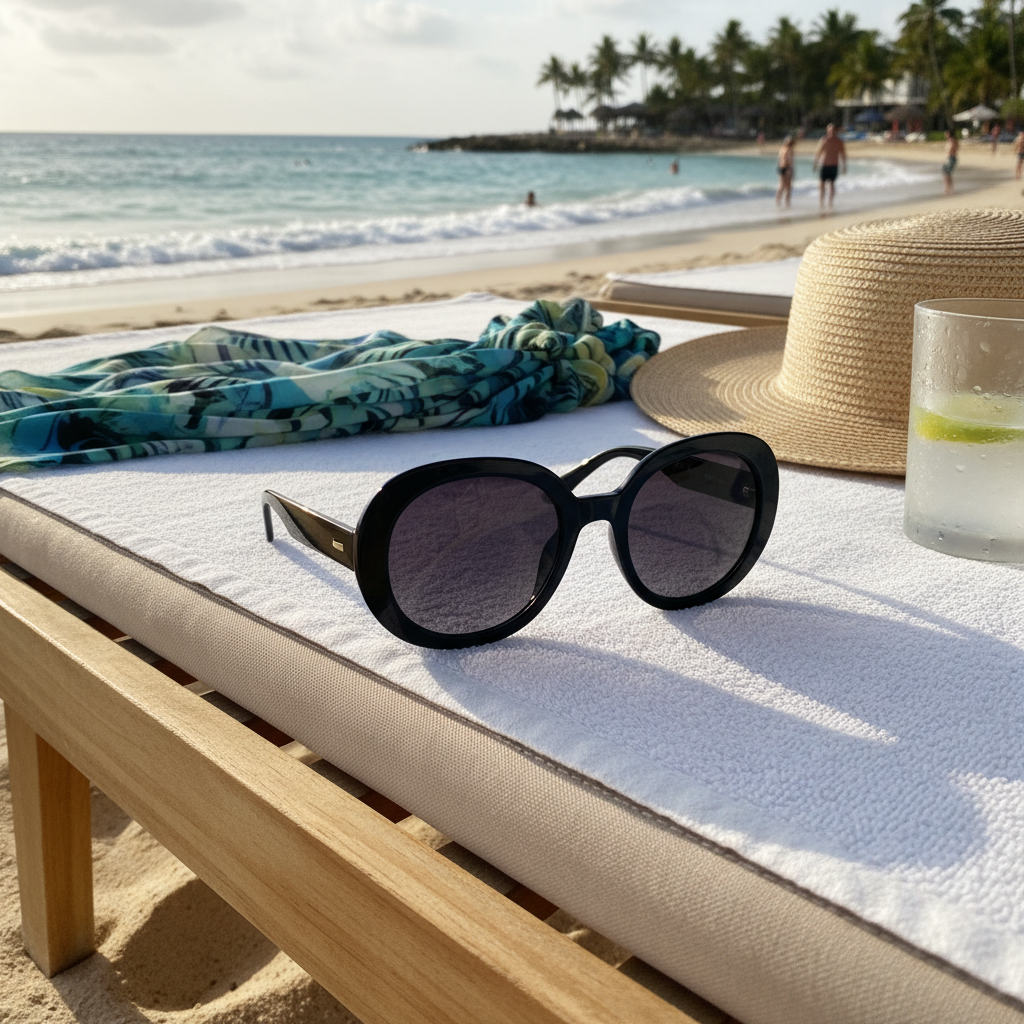 Black Sunglasses For Seaside Vacation And Beachwear