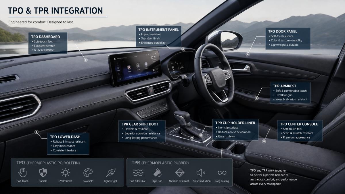 Découvrir l'avenir des intérieurs automobiles : solutions TPO et TPR de nouvelle génération pour des performances accrues, un allègement optimal et une personnalisation poussée