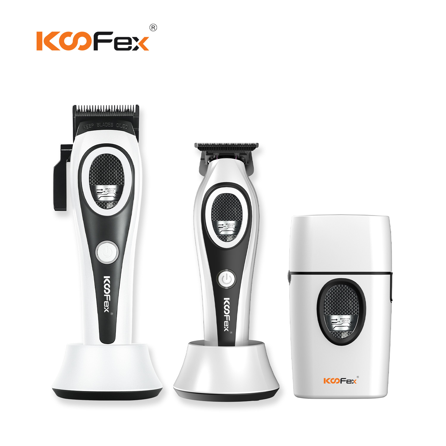 KooFex Pro Barber Outer Rotor BLDC Motor Hair Clipper Trimmer Foil Shaver Combo Hair Cutting Kit