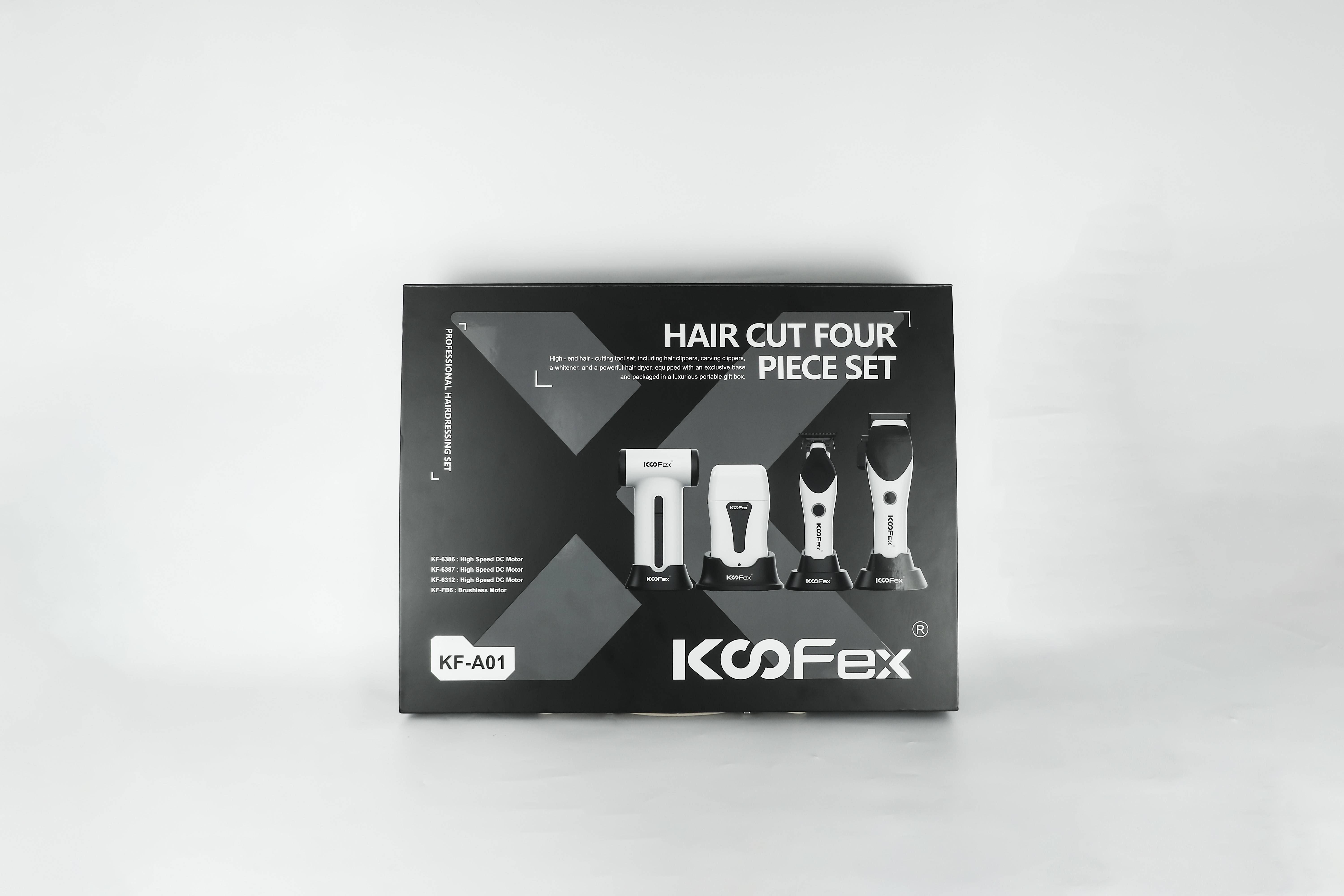 KooFex KF-A01 Professional 4 in 1 Barber Tools High Speed Hair Clipper Trimmer DLC Foil Shaver 13000RPM Turbo Jet Fan