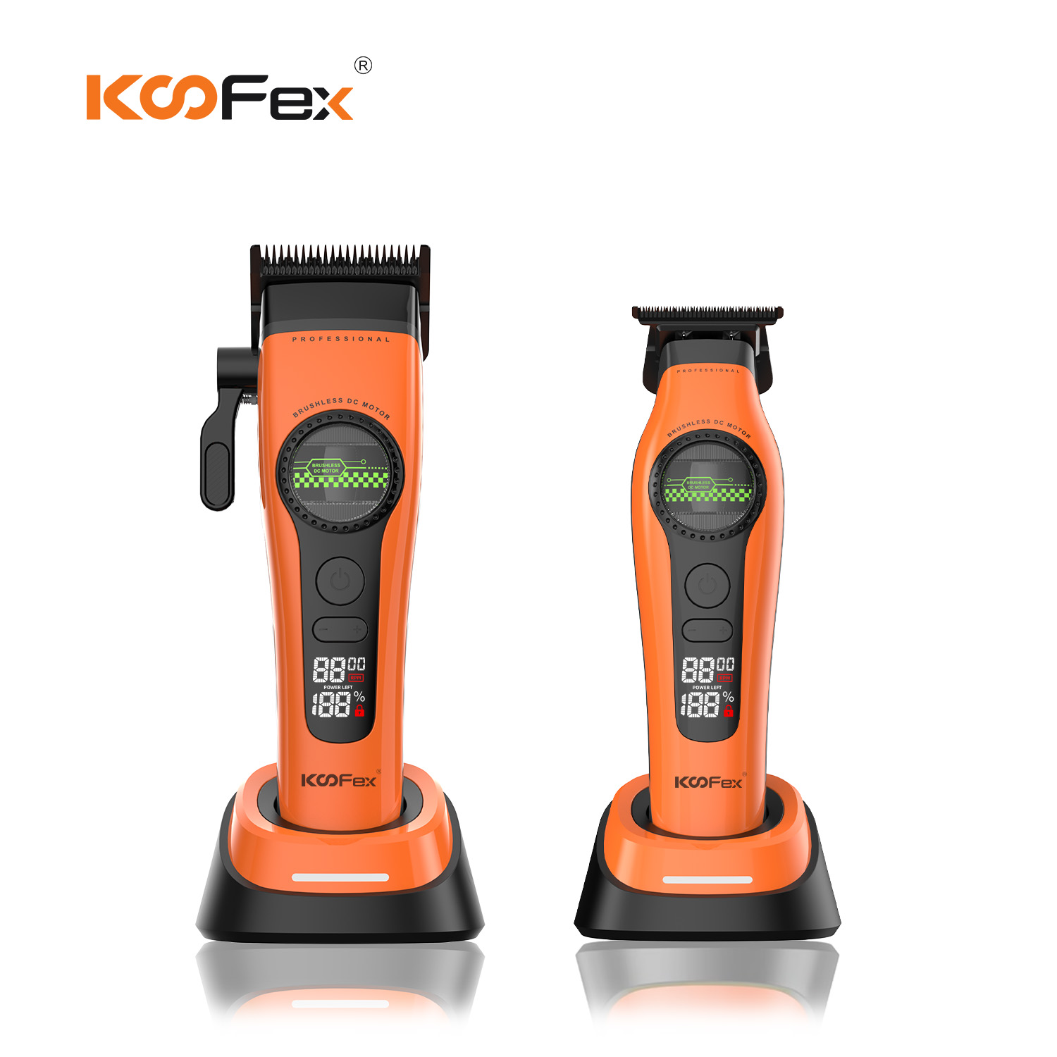 KooFex Outer Rotor Brushless Motor LED Display 8000rpm DLC Hair Clipper Trimmers Barbers Kit
