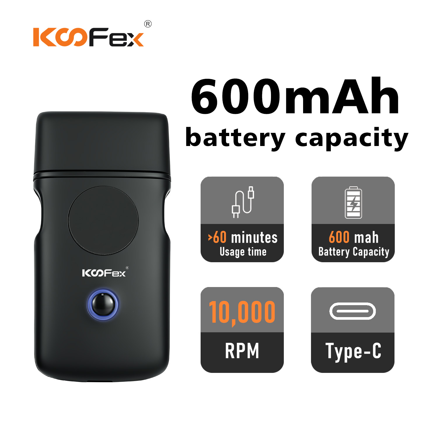 KooFex KF-6412 Mini Dual Foil Shaver Cordless Rechargeable Electric Razor-1