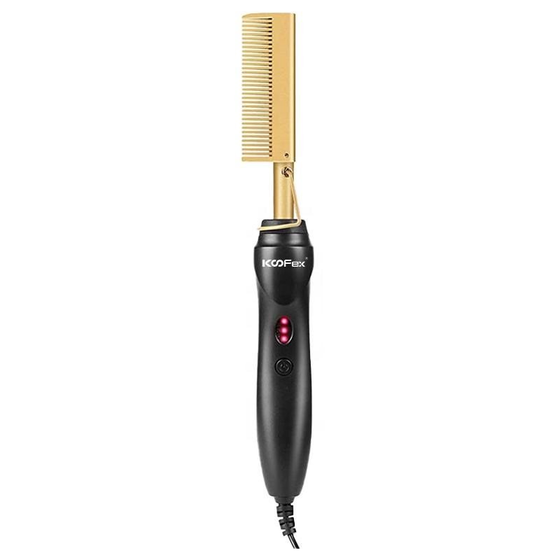 High Temperature Electric Hot copper Hair curling Comb Hair Straightening Brush Comb Heat Pressing hot Comb