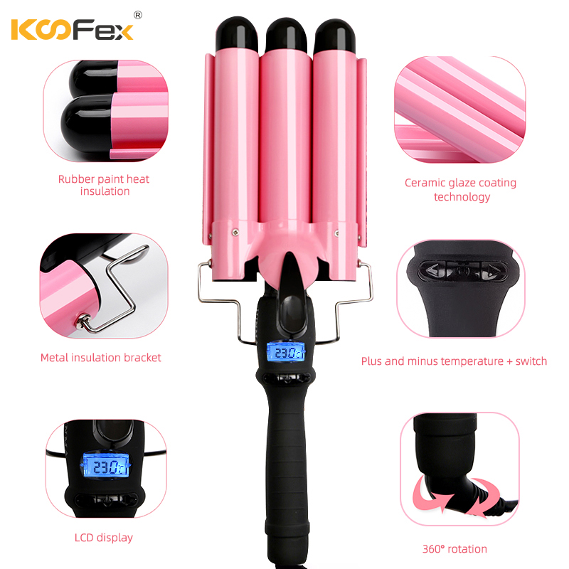 New Arrival China Automatic Rotating Curling Iron -
KooFex Home Ceramic Hair Iron LCD/LED Quick Heating PTC Hair Iron with 3 Barrels - KooFex