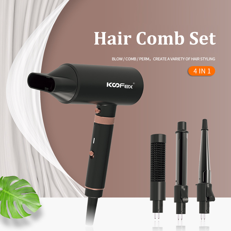 Hot New Products Dryer Brush -
KooFex 4 in 1 Multifunctional Hair Dryer Curling Straightening Set Professional Hair Dryer - KooFex
