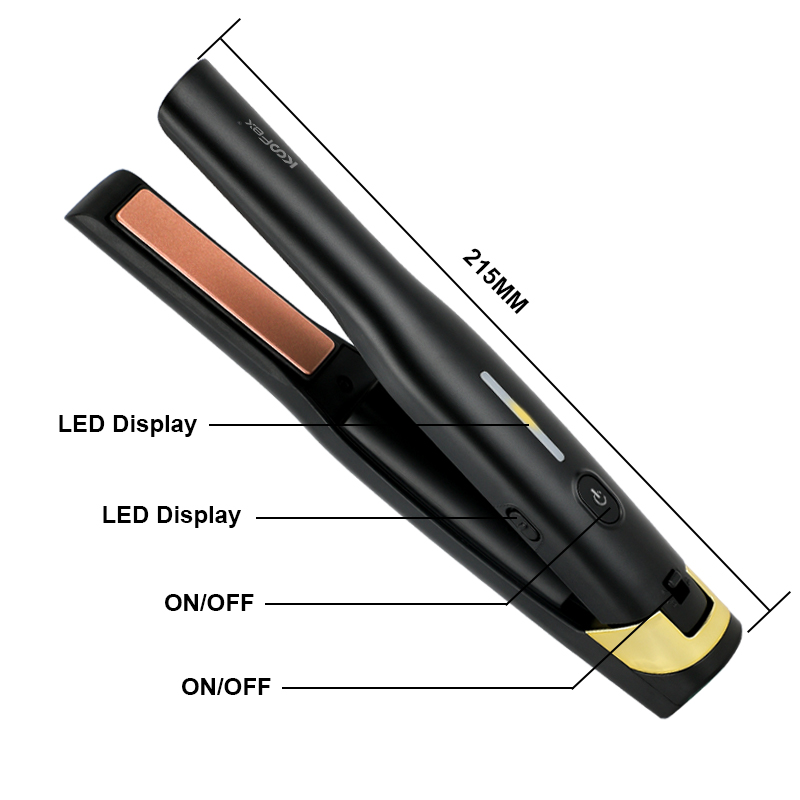 Top Quality Beard Straightener Comb -
KooFex Fast Heating Hair Flat Iron LED USB Charging Cordless Hair Straightener - KooFex