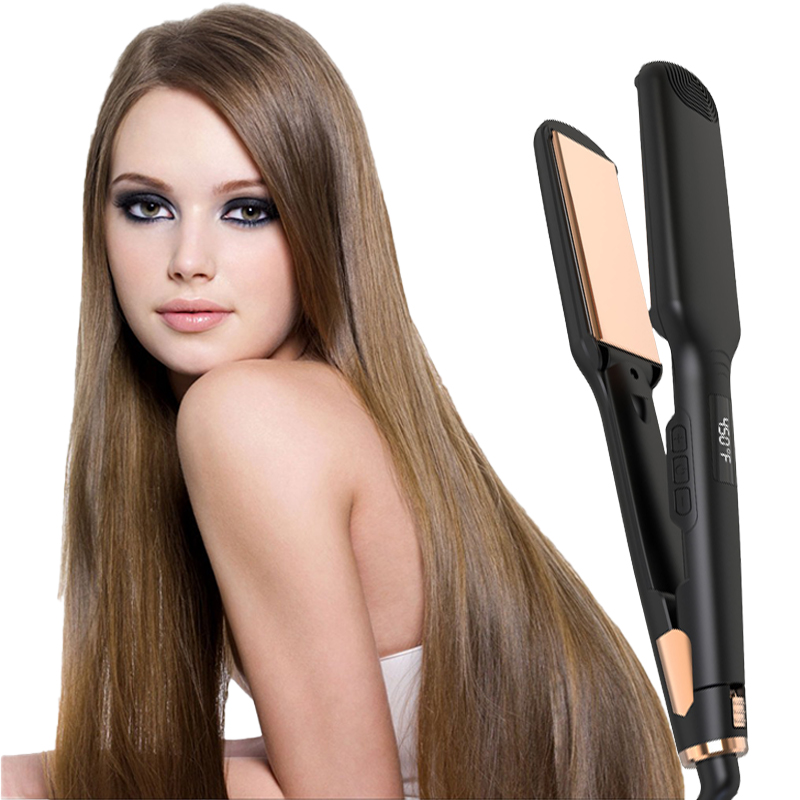 Portable LCD Hair Flat Iron Ceramic PTC He...
