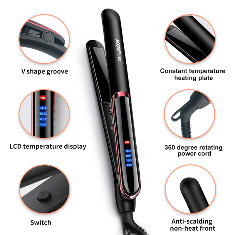 High Quality for Hair Straightener Set -
KooFex New Style Custom LED Display Steam Hair Straightener Professional Titanium Flat Irons Hair Styling Straightener - KooFex