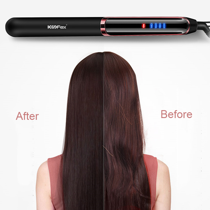High Quality for Hair Straightener Set -
KooFex New Style Custom LED Display Steam Hair Straightener Professional Titanium Flat Irons Hair Styling Straightener - KooFex
