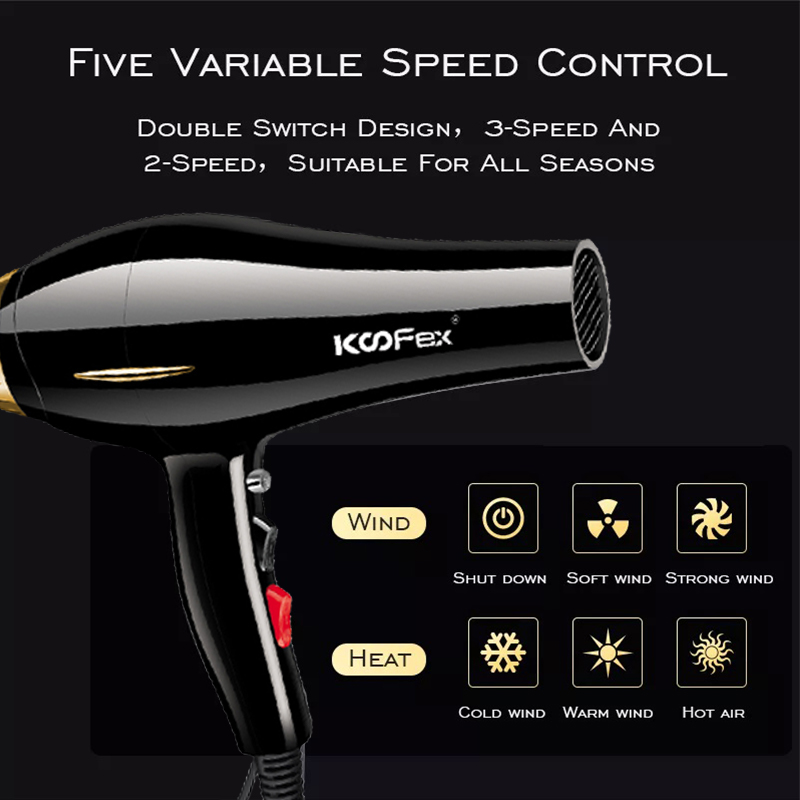 Special Price for Rechargable Hair Dryer -
KooFex Powerful AC Motor 2400W Hair Dryer Negative Ion Home Professional Salon Hair Dryer - KooFex