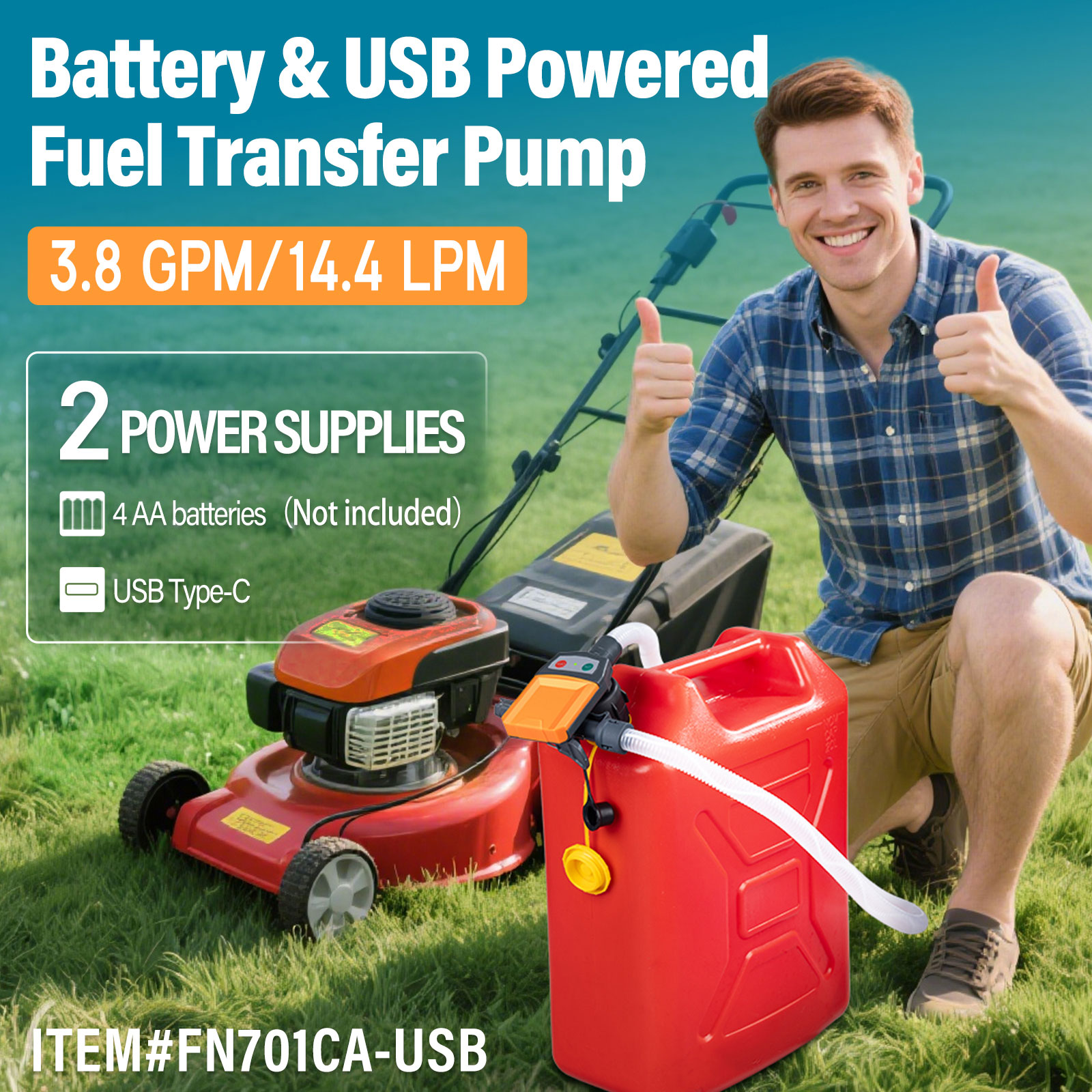 FN701CA-USB | Automatic Portable Battery and USB Powered Fuel Transfer Pump detail 07