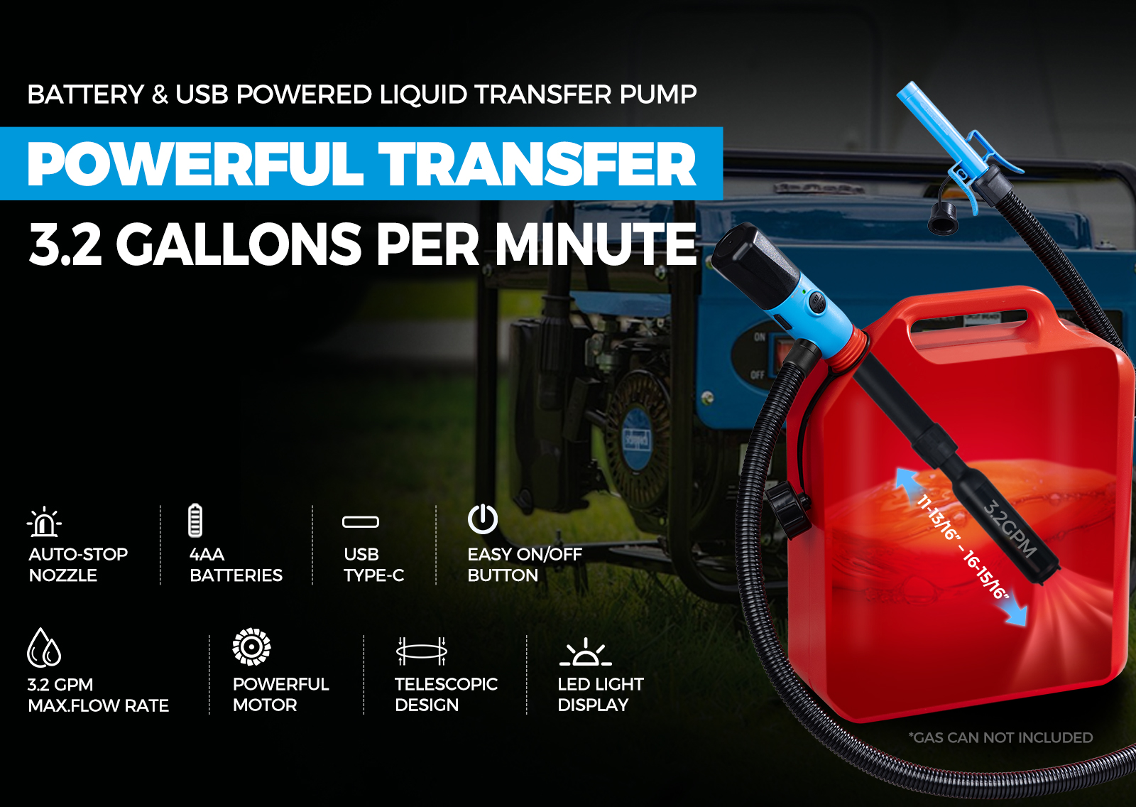 FN201A-USB | Battery Powered Telescopic Fuel Transfer Pump 03