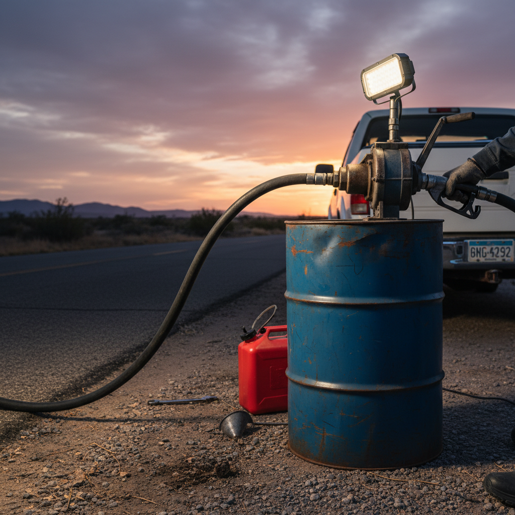 55 Gallon Drum Pump For Emergency Roadside Refueling