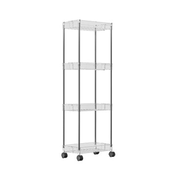 Adjustable Width Narrow Storage Cart - PET+Steel Frame Slim Rolling Cart with Multi-Tier Options