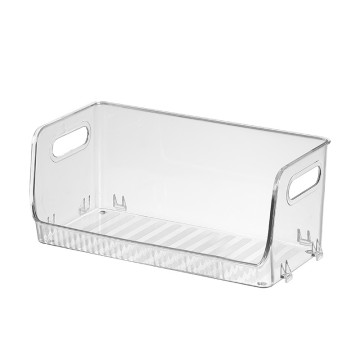 Clear Makeup Organizer - Stackable PET Plastic Cosmetic Trays with Wide Opening for Desktop