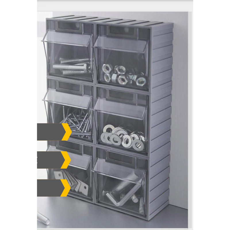 Plastic stacking containers in use
