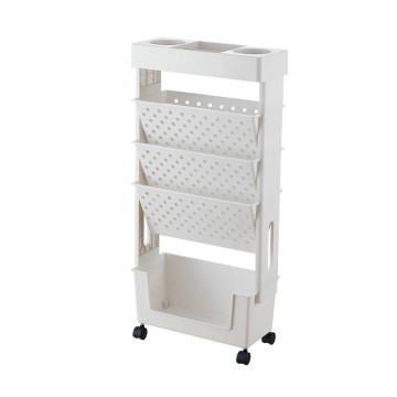 Space-Saving Rolling Plastic Trolley - Convertible Bookcase & Slim Storage Organizer