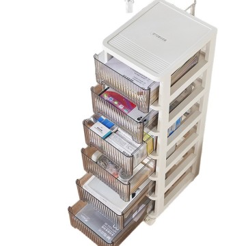 8-Tier Plastic Storage Drawer Unit with Transparent PET Drawers & Wheels, Multi-Scene Organizer