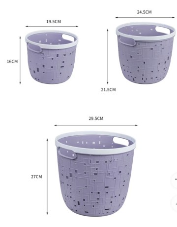Large Plastic Storage Baskets with Stripe Design - Multi-Color & Size Options, High Capacity for Multi-Purpose Use