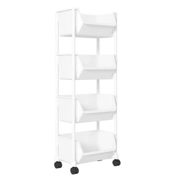 Plastic Rack Organizer: Foldable Multi-Tier Rolling Cart with Drawers