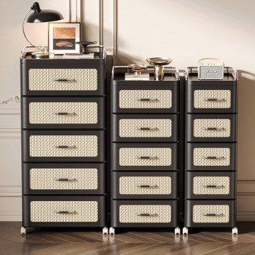 Plastic Drawer Cart with Vine Design and Handles