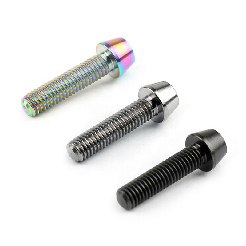 boulon à tête conique en titane, finition polie, anodisée, PVD-01