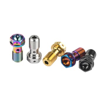 Grade 5 Titanium Hex Flange Banjo Bolt with Pre-Drilled Safety Wire Holes