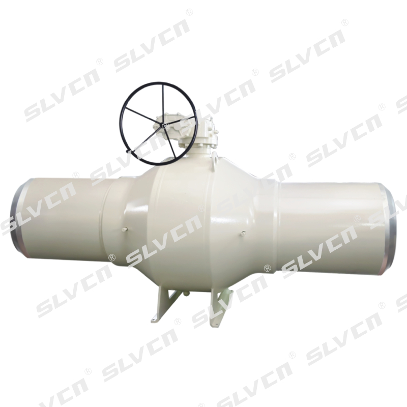 Class 600 Fully Welded Trunnion-Mounted DBB Ball Valve with Pipe Extensions, Gear Operated