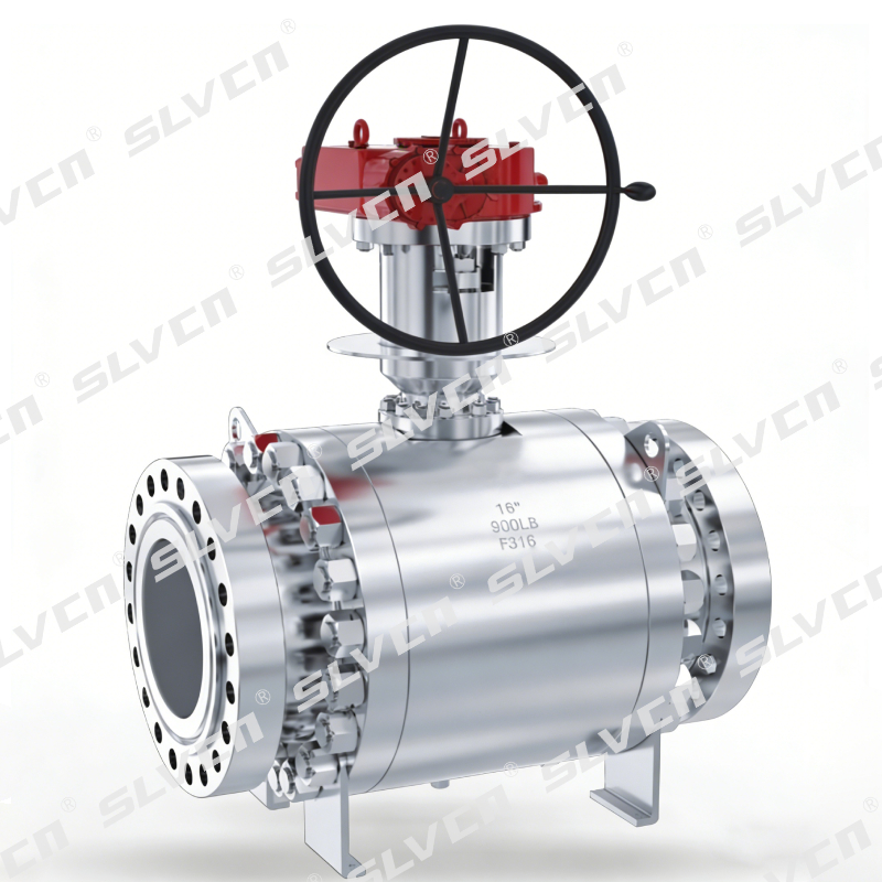 Injap Bola DBB Dipasang Trunnion Kriogenik Port Penuh - F316, Dikendalikan Gear
