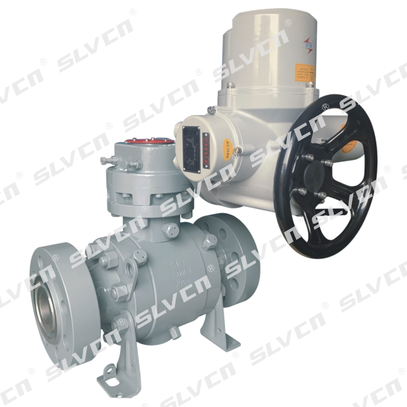 Class 2500 A105 Trunnion Mounted Metal Seated Ball Valve with Heavy-Duty Electric Actuator