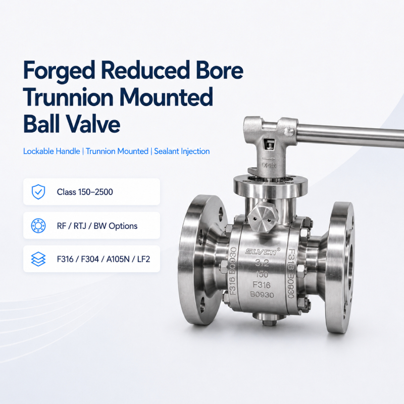 Injap Bola Dipasang Trunnion Berlubang Terkurang Tempa dengan Pemegang Tuas Boleh Dikunci