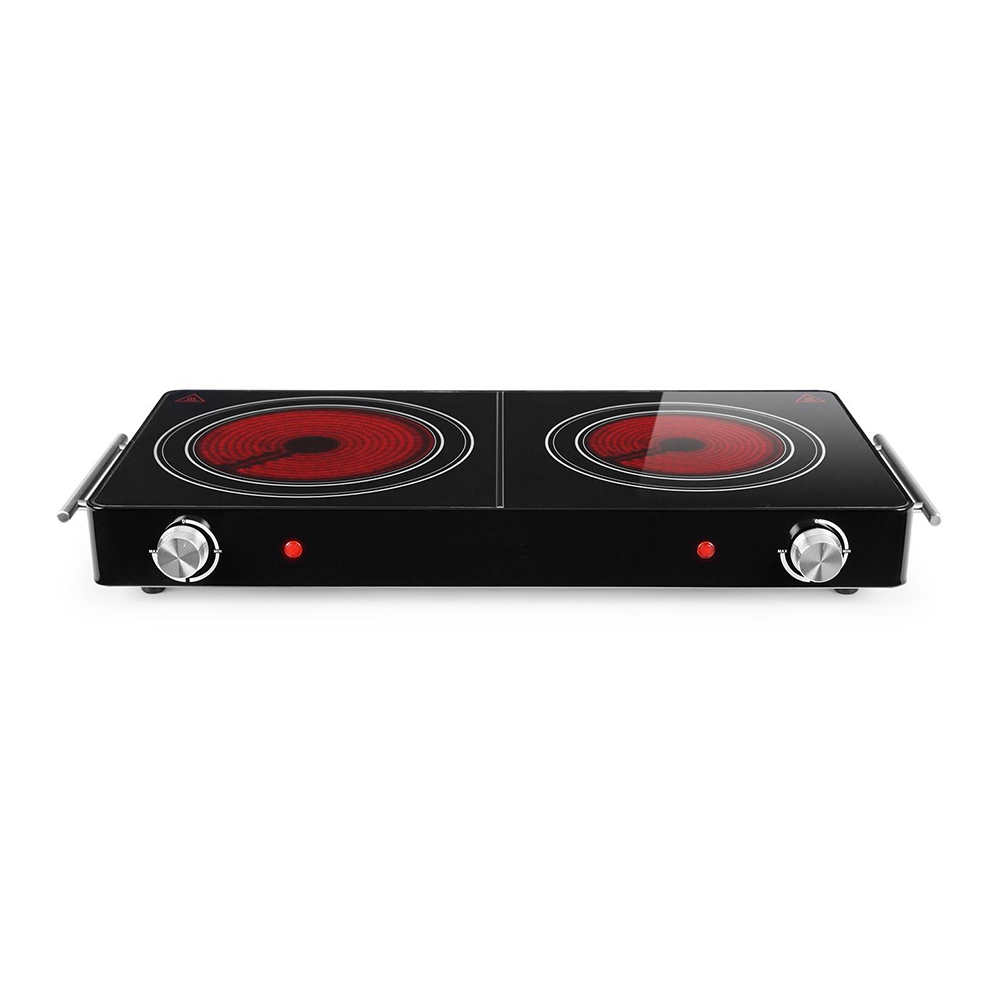 Glass-Ceramic Dual Zone Electric Hob |Infrared Double Burner Cooker with Temperature Control|Model ES-J102