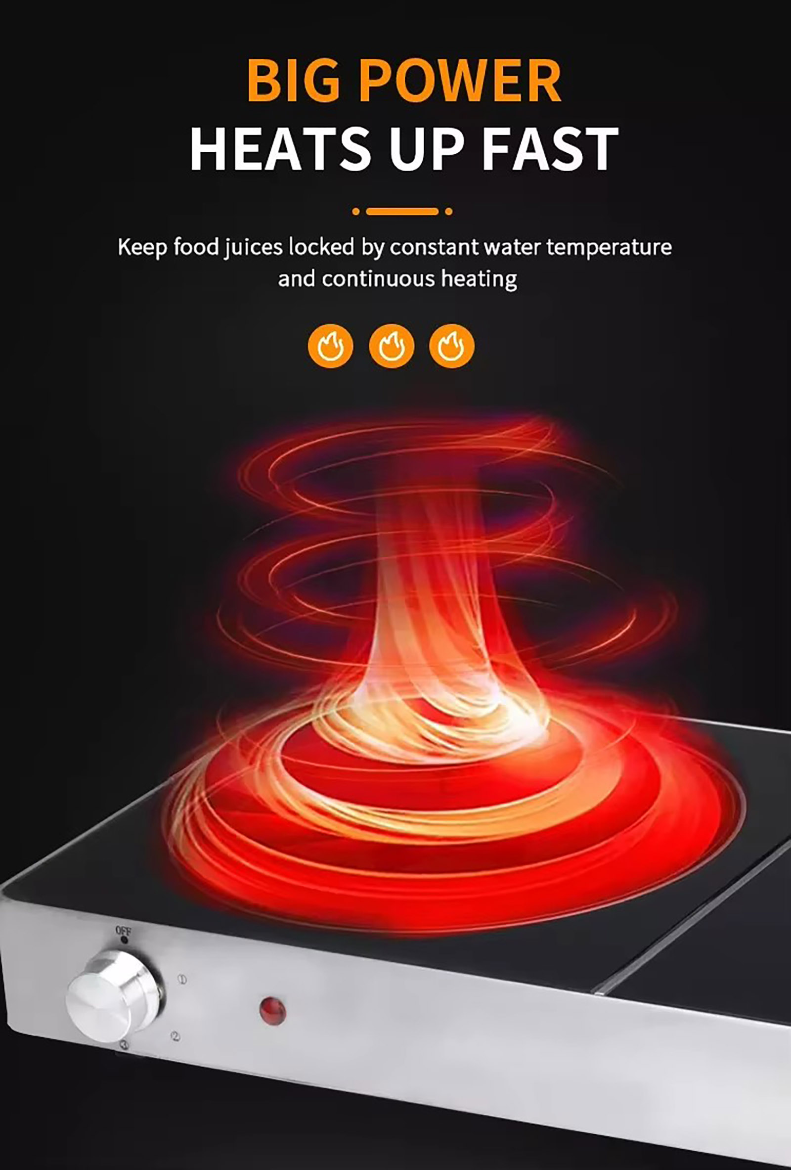 Glass-Ceramic Dual Zone Electric Hob Infrared Double Burner Cooker with Temperature Control (9)