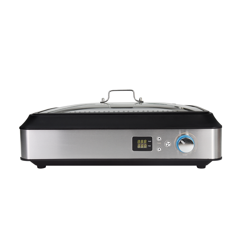 Indoor Electric Smokeless Grill, 1500W with Tempered Glass Lid, Portable Non-stick BBQ Grill, GR-01D
